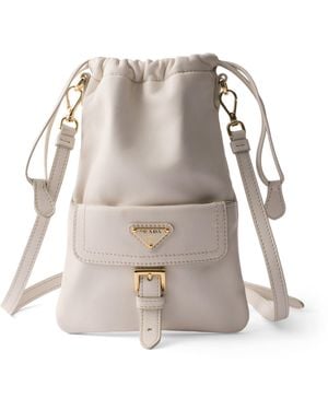 Prada Nappa Leather Drawstring Pouch - White