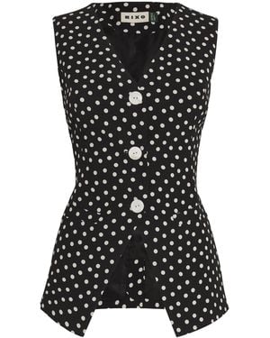 RIXO London Polka Dot Ingrida Waistcoat - Black