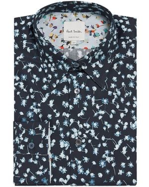 Paul Smith Cotton-Blend Printed Shirt - Blue