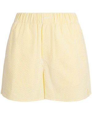With Nothing Underneath Cotton Striped Seersucker Boxer Shorts - Natural