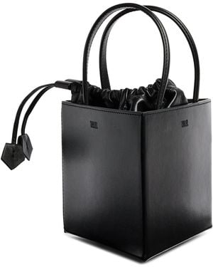 TALEL PARIS Leather Triangle Top-Handle Bag - Black