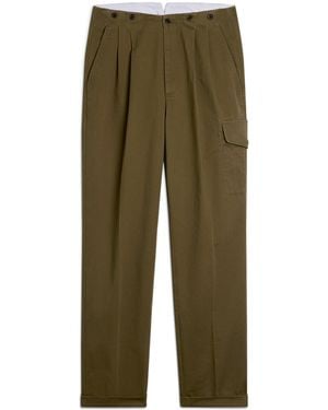 dunhill Cotton Double-Pleat Chinos - Green