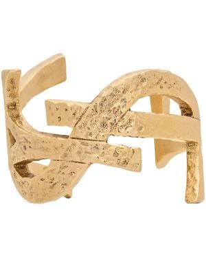 Saint Laurent Hammered Cassandre Cuff Bracelet - Metallic