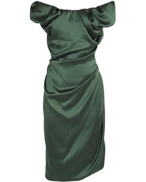 Vivienne Westwood Puff-Sleeve Ginnie Amber Midi Dress - Green