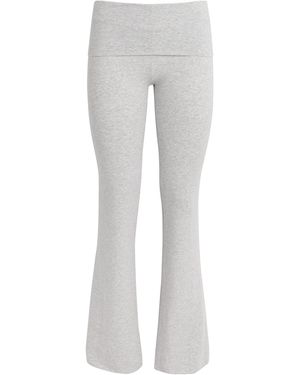 Skims Cotton-Blend Fold-Over Trousers - Grey