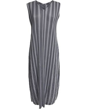 Pleats Please Issey Miyake Cotton-Blend Zigzag Midi Dress - Grey
