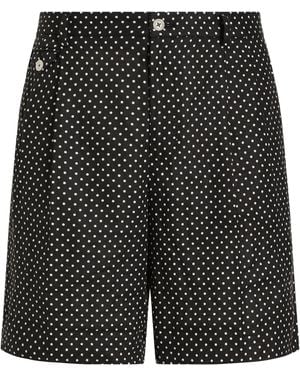 Dolce & Gabbana Linen Polka Dot Shorts - Black