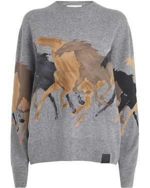 Stella McCartney Wool Horse Jacquard Jumper - Grey