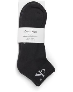 Calvin Klein Cotton-Blend Quarter Socks - Black