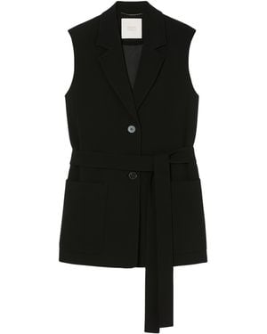Marina Rinaldi Sleeveless Belted Blazer - Black