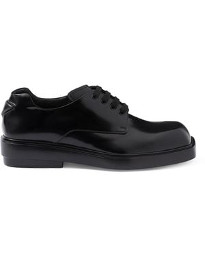 Prada Brushed Leather Derby Shoes - Black