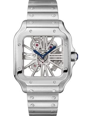 Cartier Large Stainless Steel Santos De Skeleton Watch - Metallic