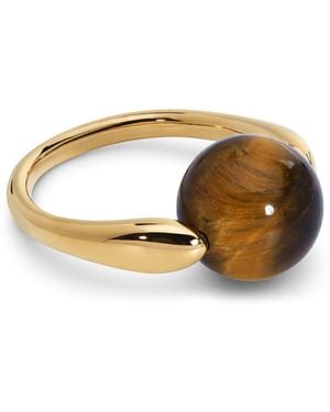 Monica Vinader X Kate Young Vermeil And Tiger's Eye Round Ring - Natural