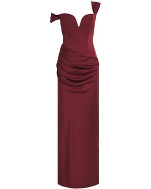 Alex Perry Satin Crepe Off-Shoulder Gown - Red