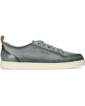 Santoni Leather Montecarlo Trainers - Green
