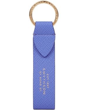 Smythson Calfskin Panama Keyring - Blue