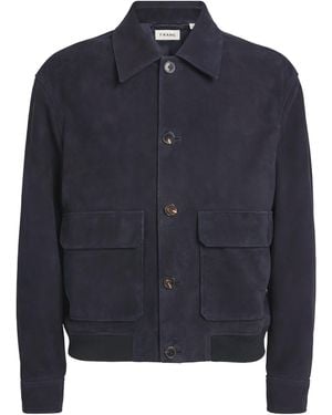 FRAME Suede Bomber Jacket - Blue