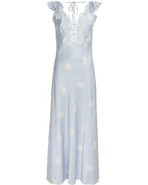 Claudie Pierlot Satin Floral Print Maxi Dress - Blue