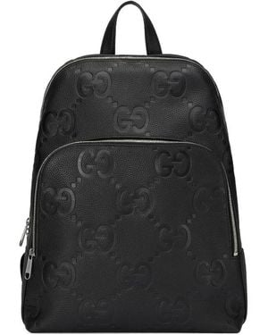 Gucci Leather Jumbo Gg Backpack - Black