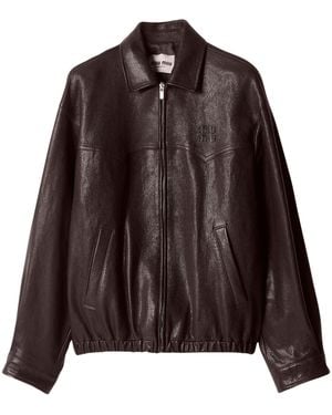 Miu Miu Leather Blouson Jacket - Brown