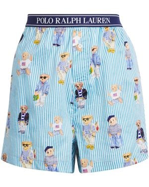 Polo Ralph Lauren Cotton Polo Bear Logo Pyjama Shorts - Blue
