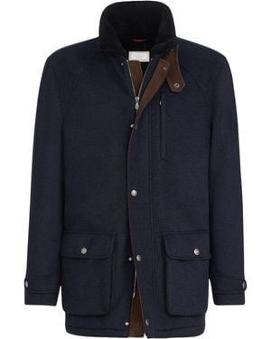 Brunello Cucinelli Cashmere Beaver Cloth Field Jacket - Blue