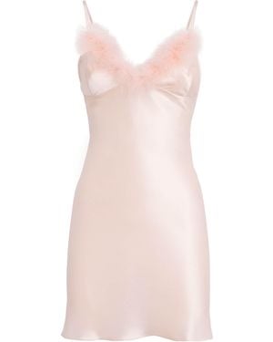 Gilda & Pearl Silk Feather-Trim Taylor Slip Dress - Pink