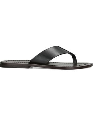 The Row Dan Leather Flip Flops - Black