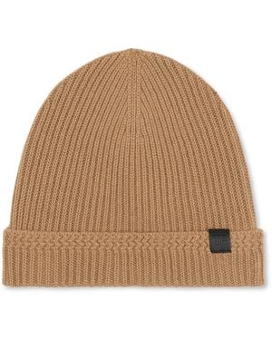 Tom Ford Cashmere Logo Beanie - Natural