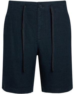 Vince Linen Tie-Waist Shorts - Blue