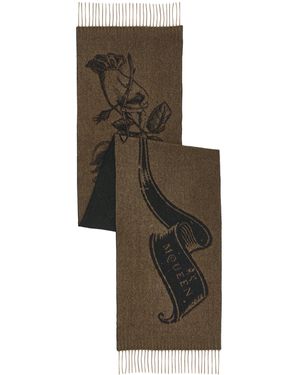 McQueen Cashmere-Wool Tattoo Scarf - Natural