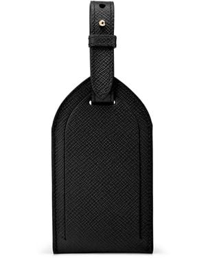 Smythson Leather Panama Luggage Tag - Black