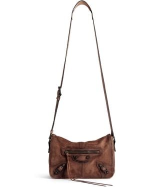 Balenciaga Suede Le City Messenger Bag - Brown