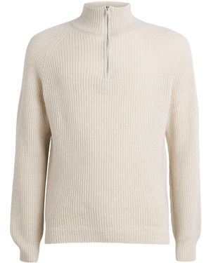 John Smedley Recycled Cashmere-Wool Quarter-Zip Ryker Jumper - White
