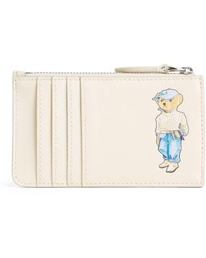 Polo Ralph Lauren Polo Bear Leather Zip Card Case in Natural