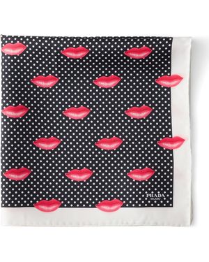 Prada Silk Twill Printed Lips Scarf - Black