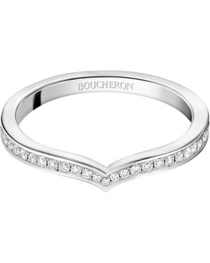 Boucheron Platinum And Diamond Pont De Paris Wedding Band - Brown
