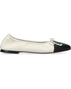 Dear Frances Leather Gala Toe-Cap Ballet Flats - Natural