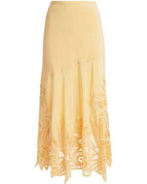 Ulla Johnson Silk Embroidered Oona Maxi Skirt - Yellow