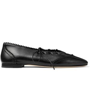 Jimmy Choo Margot Leather Lace-Up Flats - Black