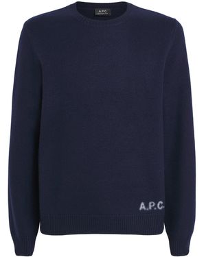 A.P.C. Merino Wool Edward Logo Jumper - Blue