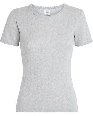 Leset Cotton Pointelle Short-Sleeve T-Shirt - Gray