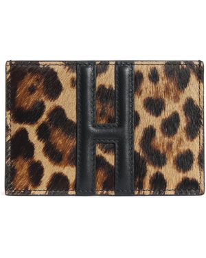 Harrods Leather Leopard Print Card Holder - Black