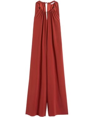 Max Mara Satin Halterneck Jumpsuit - Red