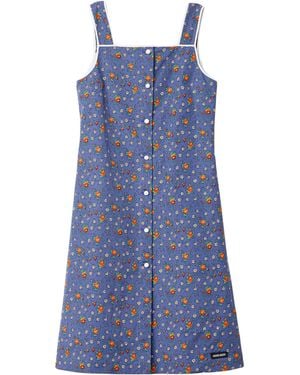 Miu Miu Cotton Poplin Floral Mini Dress - Blue
