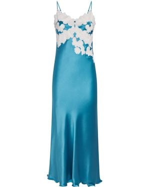Loretta Caponi Silk Lace-Detail Giadeite Nightdress - Blue