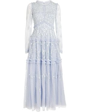 Needle & Thread Lace Long-Sleeve Autumn Gown - Blue