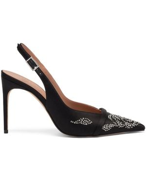 Malone Souliers Satin Jazz Slingback Heels 90 - Black
