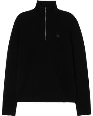 Burberry Cashmere-Blend Quarter-Zip Jumper - Black