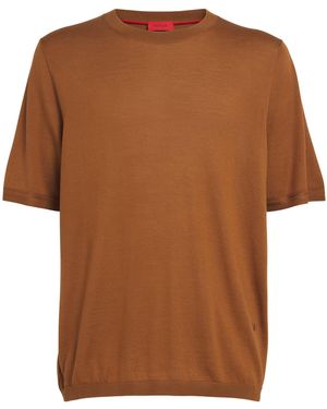 Isaia Wool-Silk-Cashmere T-Shirt - Brown